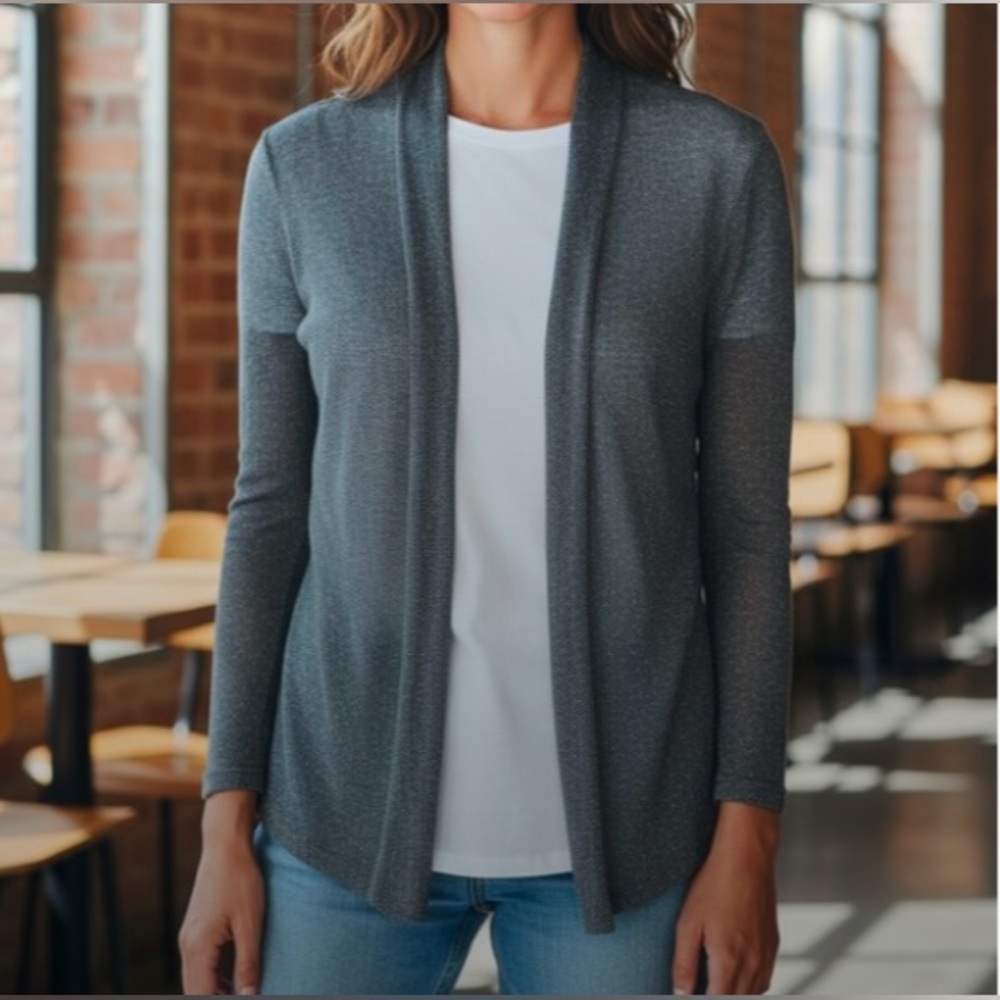 WindRiver Open Front Cardigan Sweater Gray Size S Lightweight Cozy Knit